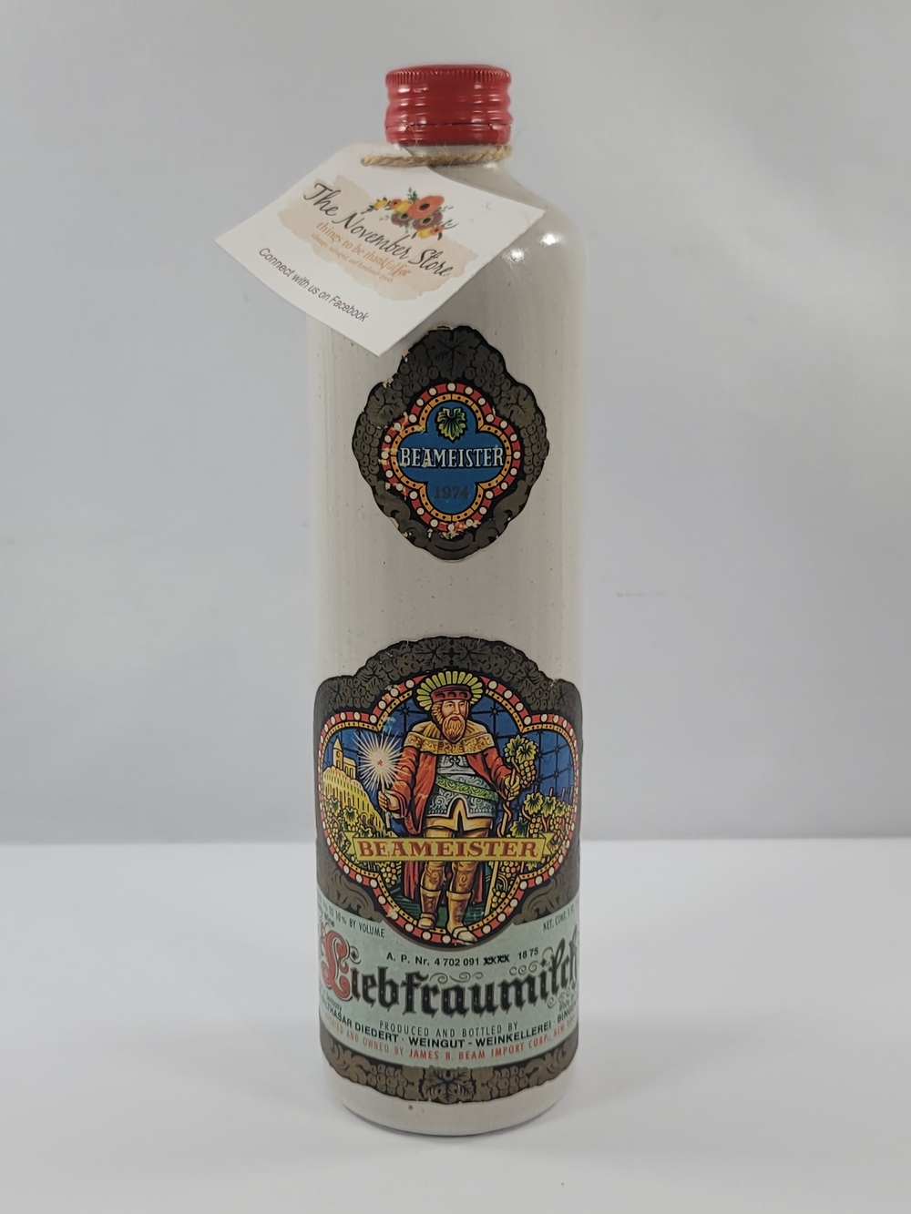 Vintage Empty Stoneware German Beameister Liebfraumilch Wine Bottle